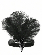 Flapper čelenka černá Charleston černá ozdoba