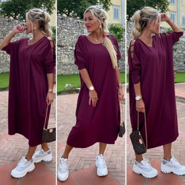 Bordó bavlněné šaty Jane se zdobenými rameny