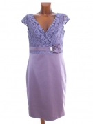 40/42 Infinity fialové krajkové saténové šaty