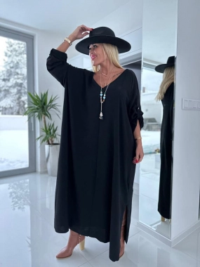 58/60 Černé dlouhé dámské long šaty oversize