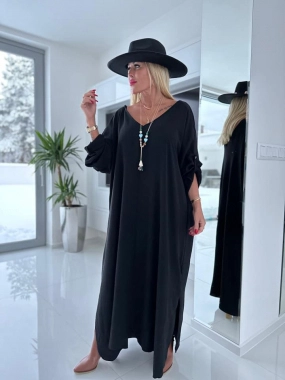 58/60 Černé dlouhé dámské long šaty oversize