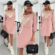 38/40 Pudrové bavlněné šaty tunika Coco