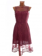 34/XS Vínové krajkové dámské šaty Dorothy Perkins