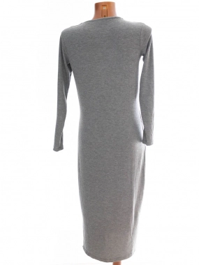 M/L PLeteninové dlouhé šedé šaty na knoflíky