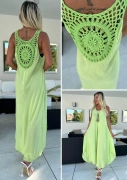 Zelené letní dámské šaty se zdobenými zády oversize