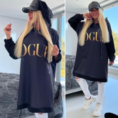 Dámská bavlněná mikina mikinové šaty nápis Vogue