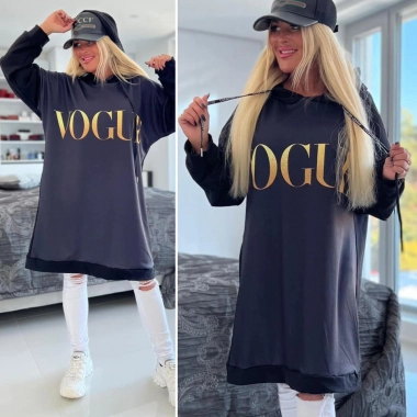 Dámská bavlněná mikina mikinové šaty nápis Vogue