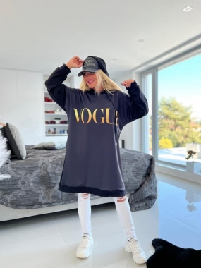 Dámská bavlněná mikina mikinové šaty nápis Vogue