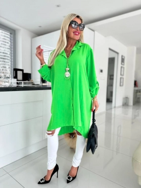 Zelená dámská plisovaná skládaná košile na knoflíky