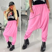 XS-L Oversize dámské růžové kalhoty baggy růžové
