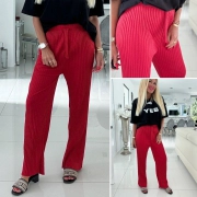 XS-M Žebrované dámské bavlněné kalhoty červené