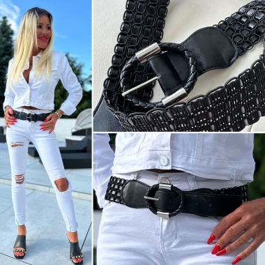 Černý dámský pásek velikost oversize UNI