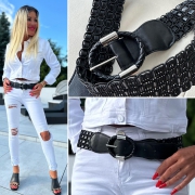 Černý dámský pásek velikost oversize UNI