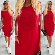 S/M Bavlněné dámské letní šaty Brooklyn červená