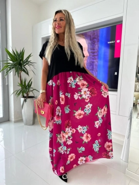 46/48 Dámské šaty s maxi květinovou sukní