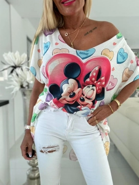 Svetřík halenka krátký rukávek Mickey Minnie láska