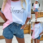 L/XL Bavlněné dámské tričko Beach růžová