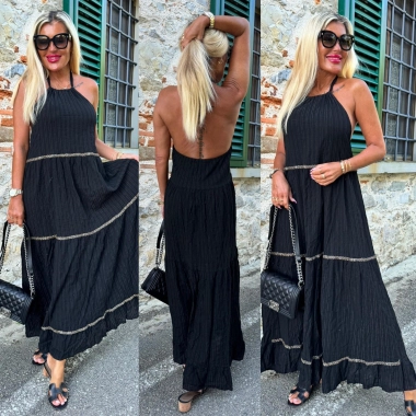 L/XL Černé dlouhé nežehlící letní šaty 100% bavlna