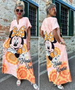 L/XL Dlouhé dámské letní maxi šaty Minnie Mouse