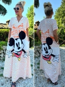 L/XL Dlouhé dámské letní maxi šaty Mickey ornament