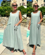 Ultralehké neprůhledné letní šaty Tara šedokhaki