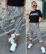 M/L Dámské bavlněné kalhoty baggy leopardí vzor