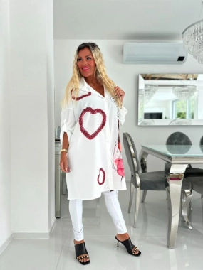 Dámská maxi oversize košile Heart Love