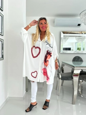 Dámská maxi oversize košile Heart Love