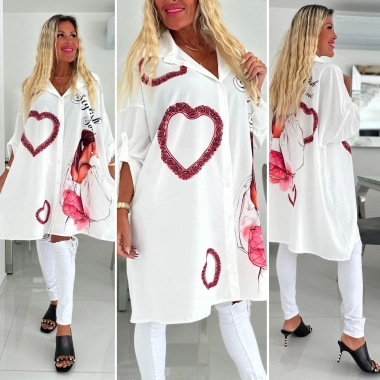 Dámská maxi oversize košile Heart Love