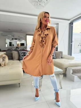 Dámská elegantní camel maxi košile Sandra