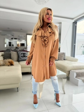 Dámská elegantní camel maxi košile Sandra