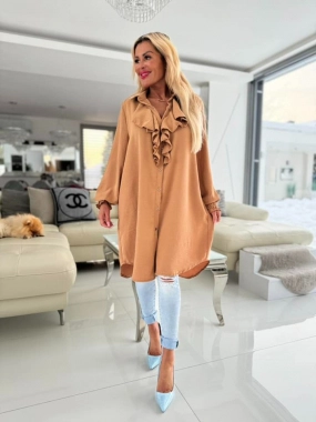 Dámská elegantní camel maxi košile Sandra