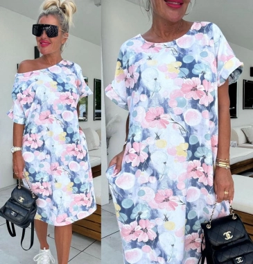 L/XL Bavlněné letní dámské šaty Sandro květy