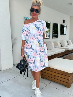 L/XL Bavlněné letní dámské šaty Sandro květy