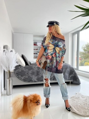 XL/XXL Dámská halenka tunika tričko s vážkou