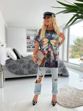 XL/XXL Dámská halenka tunika tričko s vážkou