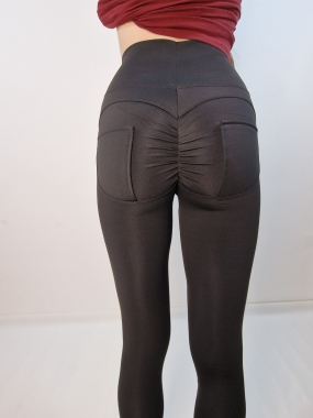 XL/XXL Černé dámské legíny ala Freddy řasený zadek