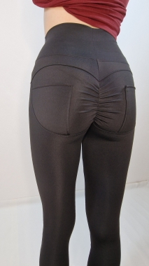 XL/XXL Černé dámské legíny ala Freddy řasený zadek