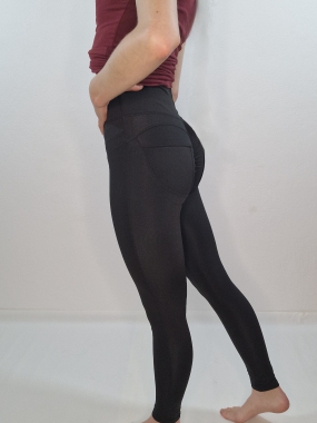 XL/XXL Černé dámské legíny ala Freddy řasený zadek