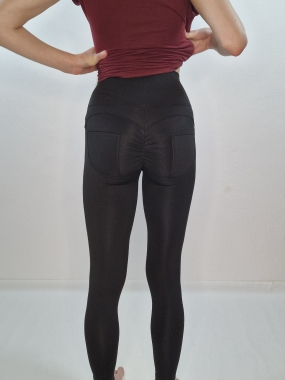 XL/XXL Černé dámské legíny ala Freddy řasený zadek