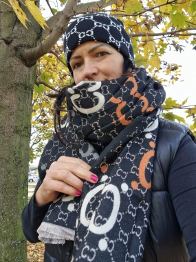 Oboustranný obří kašmírový šál pashmina černý