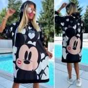 Dámská bavlněná minikina šaty srdce Mickey