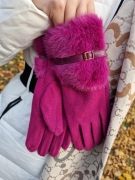 Dámské rukavičky s kožešinkou Lada fuchsiové