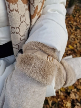 Dámské rukavičky s kožešinkou Lada béžové