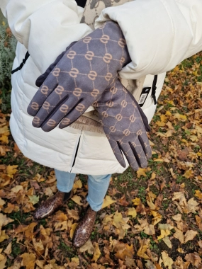 Dámské pružné rukavice se vzorem Katka šedé