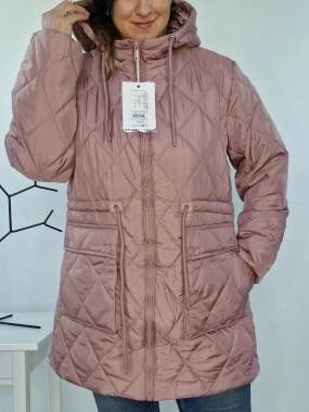 2XL Růžovopudrová přechodová prošívaná dámská bunda Eva