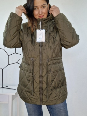 2XL Khaki přechodová prošívaná dámská bunda Eva