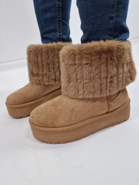 41 Dámské zimní boty válenky camel barva