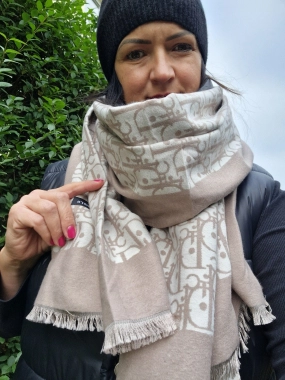 Dámský šál pashmina vzor 100% kašmír béžovokrémový