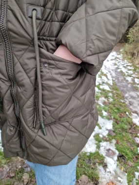 5XL Khaki přechodová prošívaná dámská bunda Eva